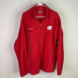 Red 3XL Wisconsin Badgers Columbia Zip-Up Fleece Long Sleeve Jacket